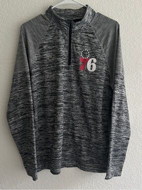 NBA Men’s Grey Quarter-Zip Pullover 76ers Size Medium